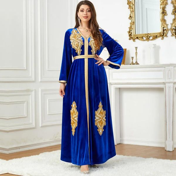 Vêtements ethniques Robes turques pour femmes arabes femmes automne et hiver jupes longues dentelle perlée robe de velours maxi dames musulmanes 3755