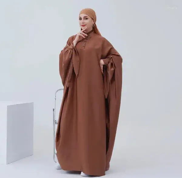 Ropa étnica Estilo turco Nida Tela Cerrada Maxi Abaya con mangas elegantes Mujeres de alta calidad Vestido largo musulmán Islámico