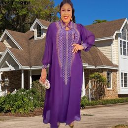 Etnische kleding Tweedelige kledingset Afrikaanse jurken voor vrouwen Traditionele Nigeria Chiffon Boor Caftan Abaya Musulman Robe Feme Cleren 230510