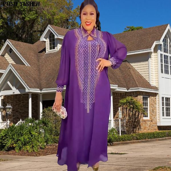 Vêtements ethniques Ensemble de robe deux pièces Robes africaines pour femmes Nigeria traditionnel en mousseline de soie Drill Caftan Abaya Musulman Robe Feme Vêtements 230510