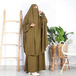 Etnische kleding Tweede stuk Jilbab Gebed Set Abaya voor vrouw hijab Dress Muslim Kimono Kaftan Robe Long Khimar Islam Doek Jilbab Ramadan T240510