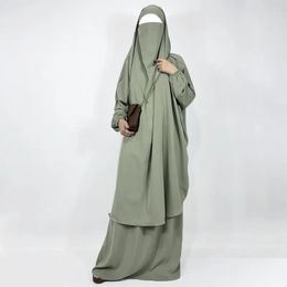 Vêtements ethniques jupe Jilbab en deux pièces avec poches Niqab cordes de haute qualité Nida légèrement respirante Eid Ramadan Femmes musulmanes Dr Otb3u