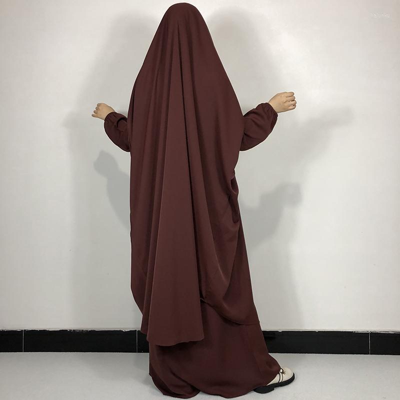 Vêtements ethniques Jilbab deux pièces avec jupe Niqab cordes haute qualité Nida Ramadan EID femmes musulmanes prière islamique Abaya
