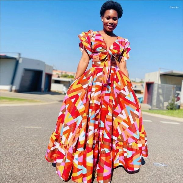 Conjunto de falda a juego de dos piezas de ropa étnica, Top plisado con estampado de verano, traje largo suelto de moda para mujer, traje africano tradicional para mujer