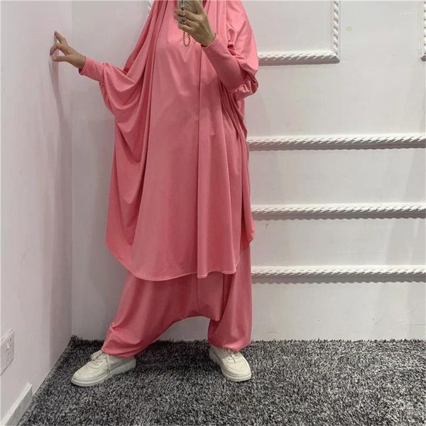 Vêtements ethniques Deux pièces Robe Pantalon avec cordes Niqab de haute qualité Nida Plus Taille Prière Abaya Gros femmes musulmanes islamique