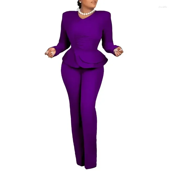 Vêtements ethniques Deux pièces Ensemble Afrique Vêtements Africain Dashiki Mode Violet Bleu Costume Top Pantalon Super Élastique Fête Pour Femmes Tenues