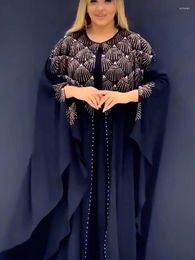Vêtements ethniques deux pièces ensemble robes africaines pour femmes 2023 traditionnel Nigeria mousseline de soie diamants Caftan Robe Abaya Musulman Robe Femme