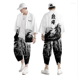 Etnische kleding tweedelig pak xxs-6xl los Japans Cardigan vrouwen mannen cosplay yukata harajuku samurai kimono broek sets