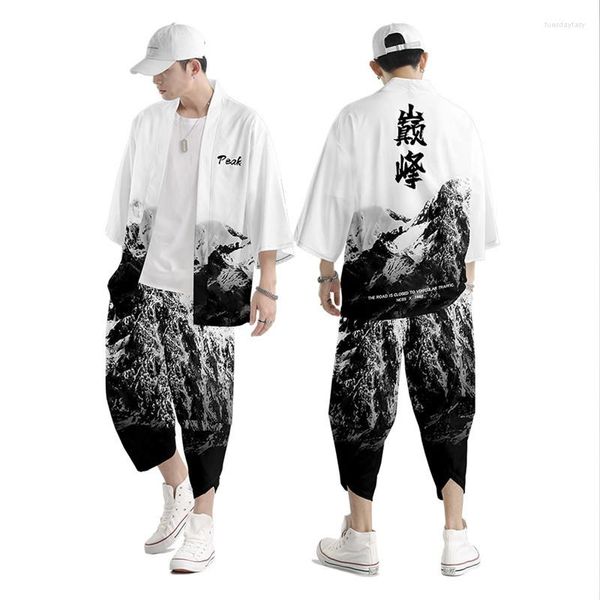 Vêtements ethniques Costume deux pièces XXS-6XL Lâche Cardigan japonais Femmes Hommes Cosplay Yukata Harajuku Samurai Kimono Pantalons Ensembles