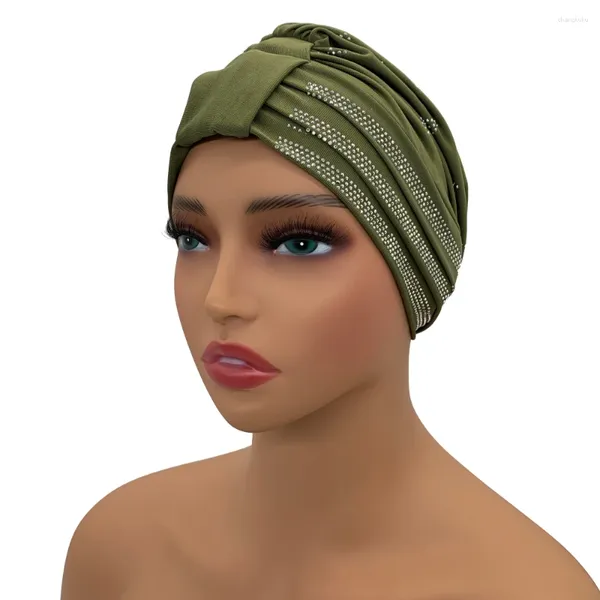 Vêtements ethniques Deux côtés peuvent être utilisés Diamants Turban Cap Turban Islam Extensible Sous Écharpe Bonnet Front Cross Intérieur Hijabs