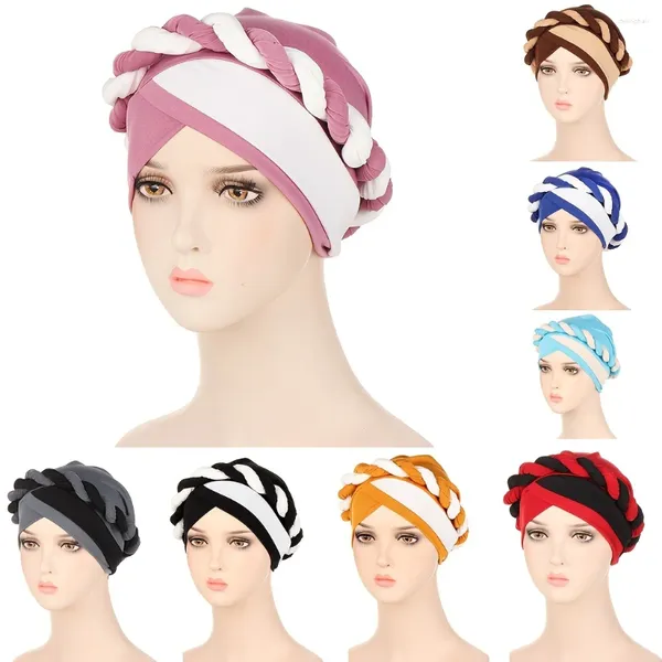 Vêtements ethniques Two Tone Cable Traid Turban Cap Hat Hat Hair Bonnet Head Scarf Enveloppe pour femmes femmes