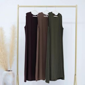 Vêtements ethniques Sous Abaya Robe intérieure Hiver Islamique Robe intérieure Abayas Slip Robes sans manches Doublure Base musulmane Porter pour femmes Dubaï