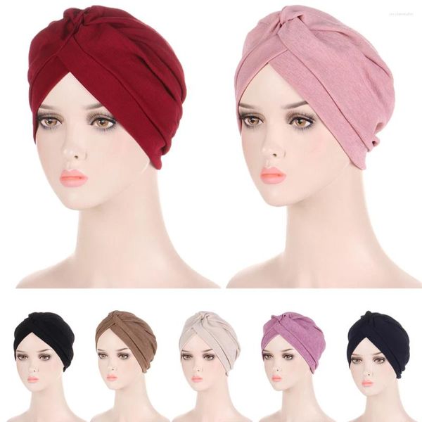 Ropa étnica Underscarf Mujeres Plain Hijab Hat Gorros musulmanes Turbante Bonnet Pérdida de cabello Cubierta Pañuelo Wrap Chemo Cap Skullies