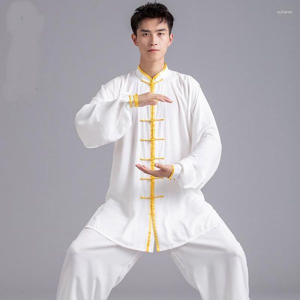 Ropa étnica Uniforme tradicional chino Wushu Taichi Hombres Kungfu Traje de artes marciales Trajes de rendimiento Tai Chi Ropa de ejercicio