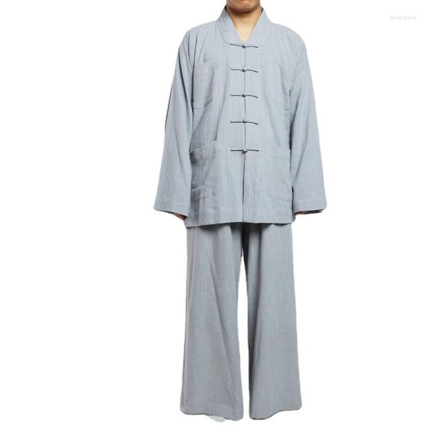 Vêtements ethniques Unisexe Haute Qualité LinenCotton Bouddhiste Shaolin Moine Uniforme Costumes Lohan Arhat Zen Traditionnel Chinois