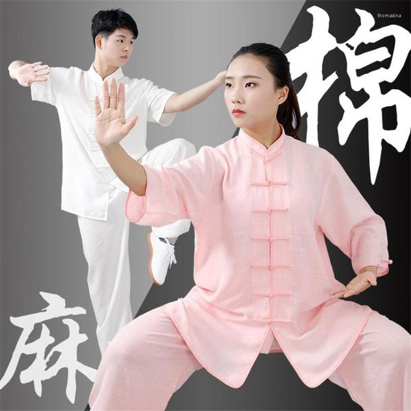 Etnische kleding Unisex Tai Chi-uniformen Traditionele Chinese stijl Oosterse Wushu-uitvoeringskostuums Linnen Katoenvleugel.