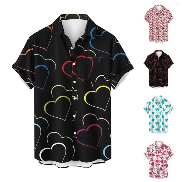 Ropa étnica Día de San Valentín Amor Camisa de manga corta con estampado digital