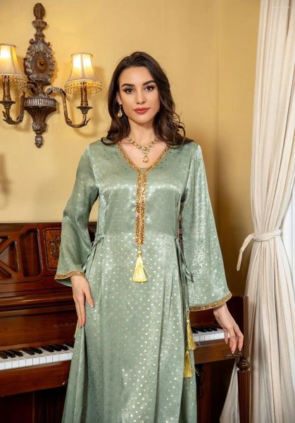 Ventes ethniques Velvet Abaya Muslim Fashion Fashion Diamond Long Maxi Robe Turquie Dubaï Saudi Kaftan Islamic Eid Party Arabe Gown Jalabiya