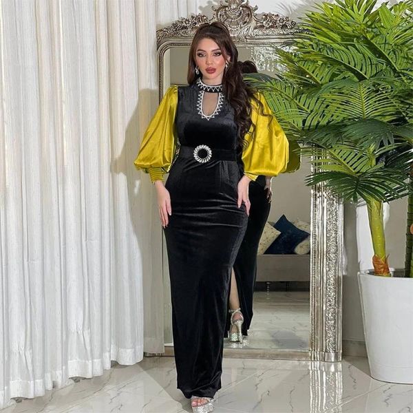 Ventes ethniques Velvet Diamond pour 2024 Élégant Abaya Femmes musulman Long Maxi Robe Turquie Dubaï Party Soirée Arabe Vestidos Jalabiya