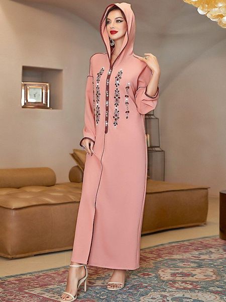 Vêtements Ethniques Robe Longo Ramadan Abaya Islam Arabe Musulman Modeste Robe Longue À Capuche Femme Kaftan Mujer Robe Longue Femme Musulmane