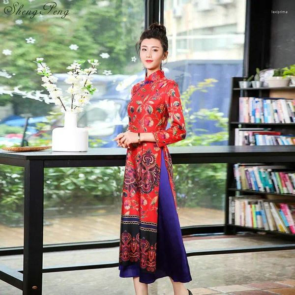 Vêtements ethniques Vietnam Aodai chinois traditionnel pour femme Qipao longue robe orientale moderne Cheongsam Ao Dai V1382