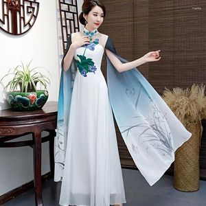 Vêtements ethniques Vietnam Robe traditionnelle Aodai Costume Cheongsam Robe Qipao Ao Dai Plus Taille Maxi Robes pour femmes 4XL 5XL 6XL