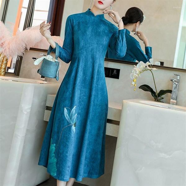 Vêtements Ethniques Vietnam Robe Traditionnelle Cheongsam Vintage Oriental Chinois Qipao Cheongsams Slim Robes Moulantes Long Ao Dai 117177h