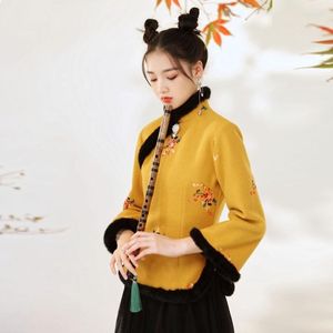 Etnische kleding Vintage China stijl jas traditionele katoenen jas hanfu dames tang suit tops winter vrouwelijk Chinese jaar kleding kk4245