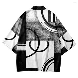 Etnische kleding Vintage Chinese geometrie print kimono streetwear mannen vrouwen vest Haori harajuku gewaad oversized Japanse strand yukata