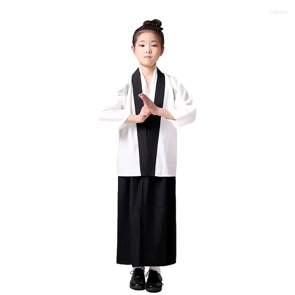 Ropa étnica Disfraces vintage Samurai japonés Kimono para niños Niños Carnaval Fiesta Escenario Espectáculo Cosplay Traje Yukata Bata