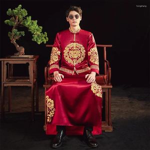 Vêtements ethniques Vintage élégant broderie orientale costumes Tang marié mariage Qipao robe Hanfu Style chinois Toast Costumes