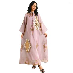 Etnische kleding vintage borduurwerk pailletten mode moslim Abaya Midden -Oosten formele gelegenheid avondjurken lange mouwen dubai robe