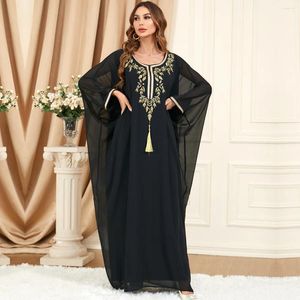 Vêtements ethniques Vintage Broderie Gland Noir Abaya Surdimensionné Casual Lâche Femme Musulmane Robe Dolman Manches Kaftan Islam Kimono
