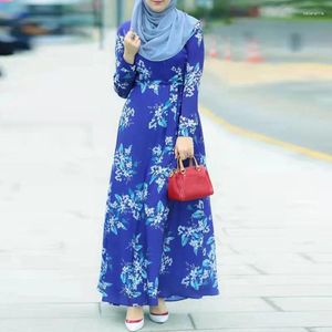 Vêtements ethniques Vintage Floral Imprimer Maxi Robe Femmes Musulman Longue Fête Abaya Robe Modest Kaftan Islamique Jalabiya Arabe Robe Caftan