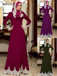 Etnische kleding Vintage Moslim Dres Slim Fit Maxi hijab met lange mouwen Maxi Hijab Jurken Islamitische grote swing Aline Abaya -jurk Dubai Kimono 230324