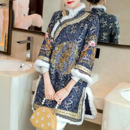 Etnische kleding vintage nationale kleding Harajuku jas hanfu vrouwen verdikken warm traditionele katoenen jas Chinese stijl tangpak top vrouw