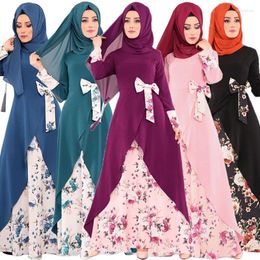 Ropa étnica Mujeres musulmanas estampadas Vintage Abaya Long Maxi Vestidos Turquía Dubai Partido Islámico Ramadán Ramadán Femme Rata Vestidos