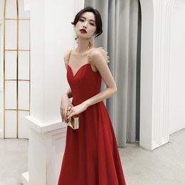 Etnische kleding vintage rode bruid bruiloft Qipao lange strakke elegante jurk spaghetti riem prom feest cheongsam abito da sera