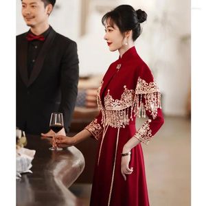 Etnische kleding trouwjurken geborduurd cheongsam retro gewaad voor vrouwen traditionele Chinese kleding toast moderne qipao bruid