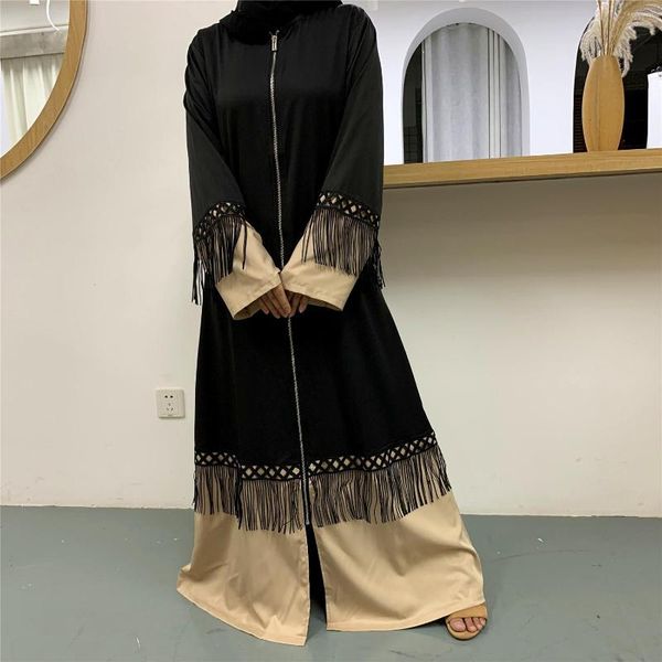 Vêtements ethniques Wepbel Abaya gland dentelle islamique longue Caftan Robe turc musulman femmes Kimono fermeture éclair Cardigan Robe