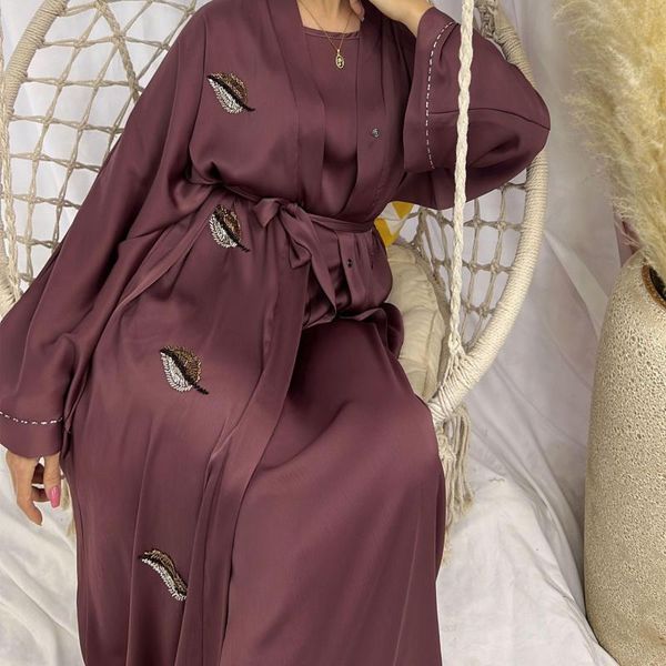 Ropa étnica Wepbel Dubai Abaya abierta mujeres vestido musulmán vestido de banquete Kimono túnica bordada caftán islámico cárdigan