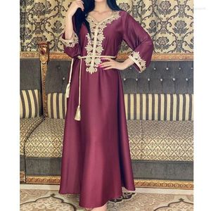 Vêtements ethniques Wepbel musulman Abaya femmes Maxi Robe Ramadan Robe brodée bronzant Collage islamique Turkye Hijab Caftan