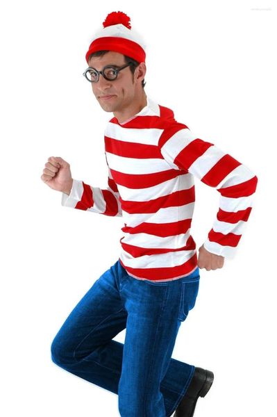 Ropa étnica ¿Dónde está Wally Waldo TV Dibujos animados Stag Night Outfit Adulto Hombre Disfraces Disfraces Disfraz de Halloween