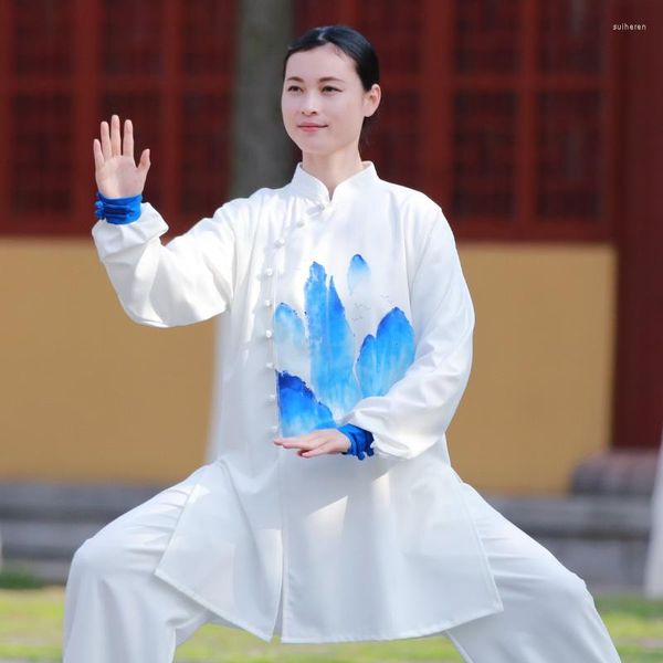 Vêtements ethniques blanc Tai Chi femmes Arts martiaux Costume tenue Performance Wushu Costume Wing Chun uniforme 11018