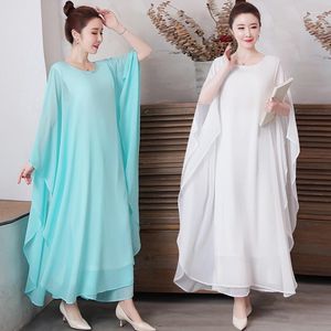 Ropa étnica traje Zen blanco rendimiento de otoño estilo chino elegante vestido de gasa tradicional para mujeres 31457