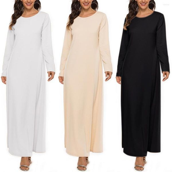 Etnische Kleding Groothandel Binnenjurk Zwart Zacht Katoen Moslim Abaya Met Riem Voor Dubai Vrouwen Eid Gebed Gewaad Pour Femme Kaftan