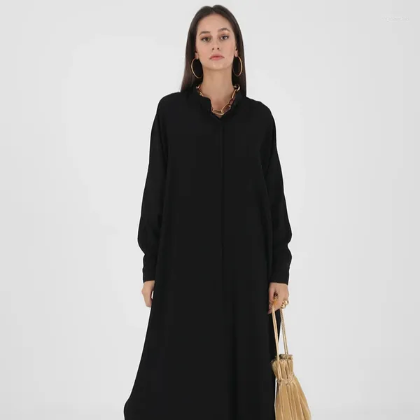 Ropa étnica Venta al por mayor -Venta Simple Causal Mujeres Musulmanas Maxi Vestido Abaya Dubai Egipcio Islámico