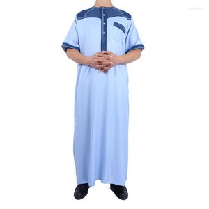 Vêtements ethniques Vente en gros Thobe 2023 Robe islamique en coton et lin à manches courtes