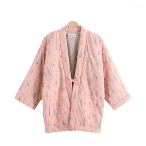 Ropa étnica Invierno Hanten Chaqueta Mujeres Japonés Kimono Tradicional Cardigan Pijamas Ropa para el hogar Abrigo de algodón Tops Damas