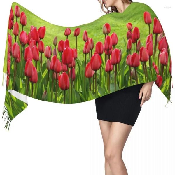 Vêtements ethniques Hiver Gland Écharpe Tulipes Femmes Cachemire Foulards Cou Tête Chaud Pashmina Lady Châle Wrap Bandana